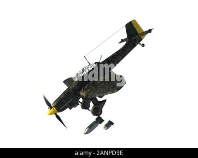 3D-Rendering eines Weltkrieges zwei Deutschen sturzbomber Tauchen. Stockfoto