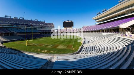 Ft. Worth, TX/USA - Januar 11, 2020: Amon G. Carter Stadium auf dem Campus der Texas Christian University, TCU. Stockfoto