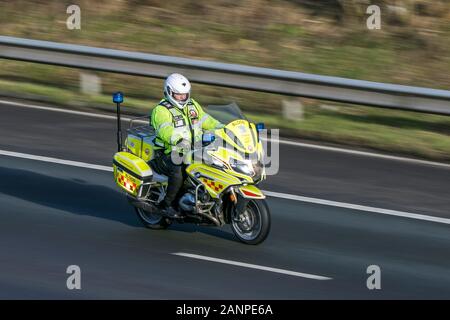 Ein Notfahrrad auf der Autobahn M6 in der Nähe von Preston in Lancashire, Großbritannien Stockfoto