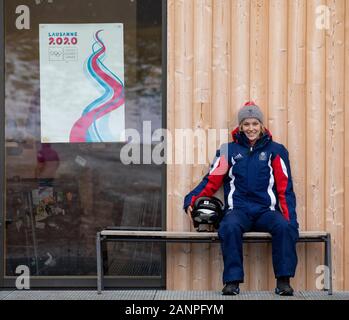 Team GB Mani Cooper (16) beim Nordic Combined Training bei den Jugend-Olympischen Spielen in Lausanne 2020 am 17. Januar 2020 bei den Les Tuffes in Frankreich Stockfoto