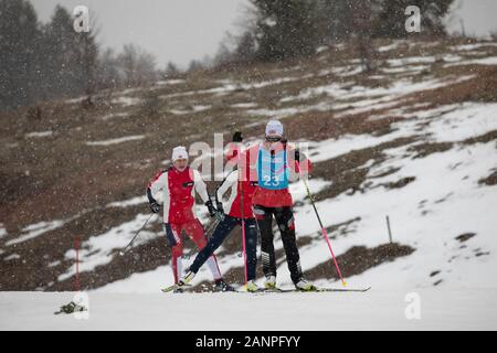 Team GB Mani Cooper (16) beim Nordic Combined Training bei den Jugend-Olympischen Spielen in Lausanne 2020 am 17. Januar 2020 bei den Les Tuffes in Frankreich Stockfoto