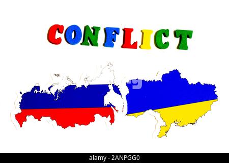 Los Angeles, Kalifornien, USA - 17. Januar 2020: Konfliktkonzept Russland und Ukraine. Russisch-Ukrainischer Krieg, Illustrations-Editorial Stockfoto