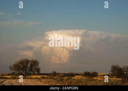 Gewitterwolken bei Sonnenaufgang über eine Landschaft in der Landschaft Stockfoto