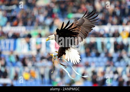 Rom, Italien. 18. Jan 2020. Der Eagle Olimpia, Latium Maskottchen, während der Italienischen Meisterschaft in der Serie A Fußballspiel zwischen SS Lazio und UC Sampdoria am 18. Januar 2020 im Stadio Olimpico in Rom, Italien - Foto Federico Proietti/ESPA-Bilder Stockfoto