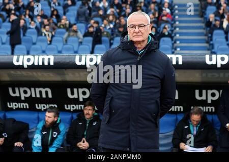 Rom, Italien. 18. Jan 2020. Sampdoria Head Coach Claudio Ranieri während der Italienischen Meisterschaft in der Serie A Fußballspiel zwischen SS Lazio und UC Sampdoria am 18. Januar 2020 im Stadio Olimpico in Rom, Italien - Foto Federico Proietti/ESPA-Bilder Stockfoto