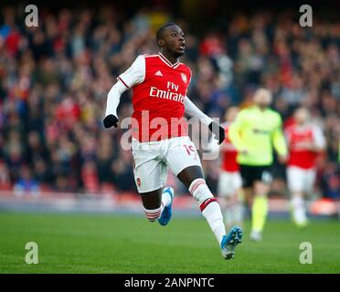 Das Emirates Stadium, London, UK. 18. Jan 2020. Nicolas Pepe von Arsenal in der englischen Premier League Spiel zwischen Arsenal und Sheffield United am 18. Januar 2020 im Emirates Stadium in London, England. Foto von AFS/Espa-Images) Stockfoto