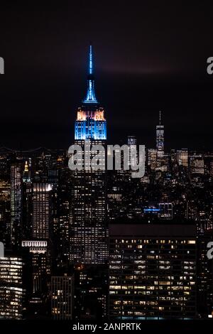 New York, New York, USA night skyline, Blick vom Empire State Building in Manhattan, Nacht, Skyline von New York. fotografie Stockfoto