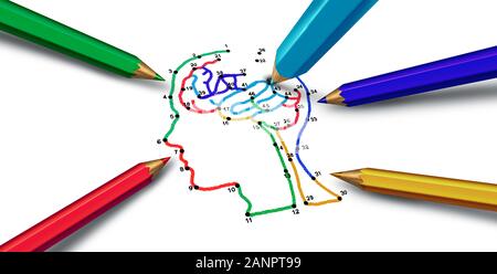 Psychische Gesundheit Psychologie und psychologischen Störungen medizinisches Konzept mit 3D-Illustration Elemente. Stockfoto