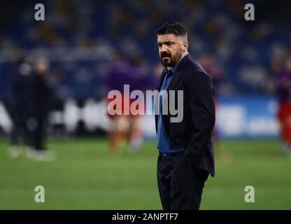 Neapel, Italien. 18 Jan, 2020. 18. Januar 2020; Stadio San Paolo, Neapel, Kampanien, Italien; Serie A Fußball, Napoli gegen Fiorentina; Gennaro Gattuso Trainer von Neapel Credit: Aktion Plus Sport Bilder/Alamy leben Nachrichten Stockfoto