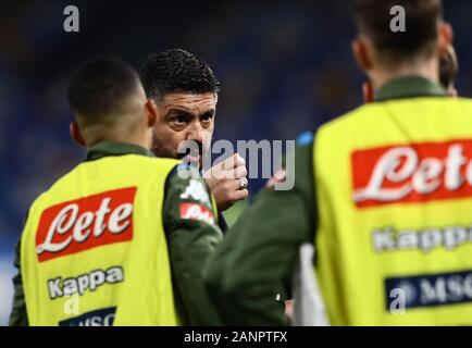 Neapel, Italien. 18 Jan, 2020. 18. Januar 2020; Stadio San Paolo, Neapel, Kampanien, Italien; Serie A Fußball, Napoli gegen Fiorentina; Gennaro Gattuso Trainer von Neapel Credit: Aktion Plus Sport Bilder/Alamy leben Nachrichten Stockfoto