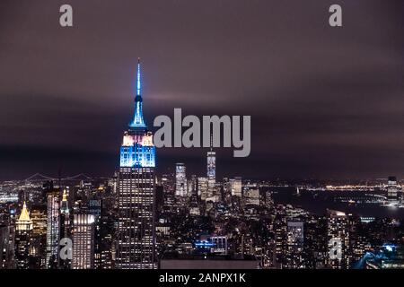 New York, New York, USA night skyline, Blick vom Empire State Building in Manhattan, Nacht, Skyline von New York. fotografie Stockfoto