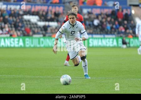 SWANSEA, WALES - 18. Januar neues Signing Connor Gallagher von Swansea City während der Sky Bet Championship Match zwischen Swansea City und Wigan Athletic in der Liberty Stadium, Swansea am Samstag, den 18. Januar 2020. (Credit: Jeff Thomas | MI Nachrichten) das Fotografieren dürfen nur für Zeitung und/oder Zeitschrift redaktionelle Zwecke verwendet werden, eine Lizenz für die gewerbliche Nutzung Kreditkarte erforderlich: MI Nachrichten & Sport/Alamy leben Nachrichten Stockfoto