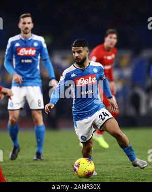 Neapel, Italien. 18 Jan, 2020. 18. Januar 2020; Stadio San Paolo, Neapel, Kampanien, Italien; Serie A Fußball, Napoli gegen Fiorentina; Lorenzo Insigne Napoli - Redaktionelle Verwendung Credit: Aktion Plus Sport Bilder/Alamy leben Nachrichten Stockfoto