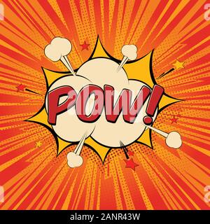 Boom Comic Text Sprechblase. Sound Effect Bang Cloud Symbol der Farbphrase Schriftzug. Vektorgrafik Stock Vektor