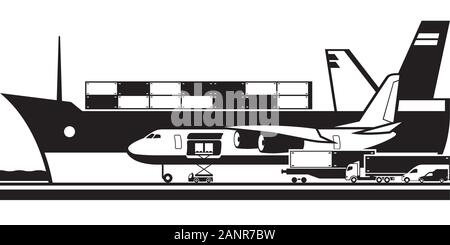 Güterverkehr auf der Straße - Vector Illustration Stock Vektor