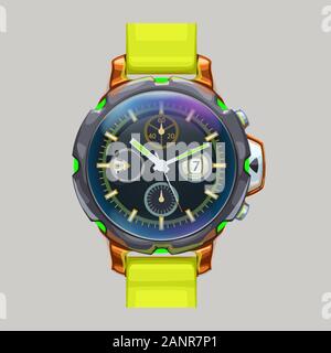 Bunte Mechaniker moderne Armbanduhr Stock Vektor