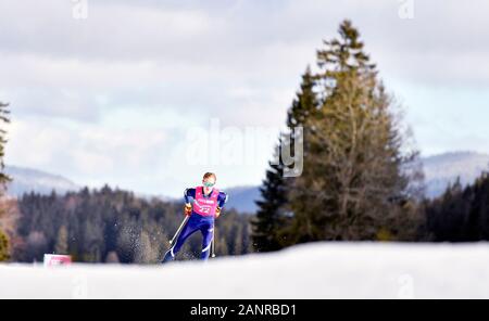 Le Chenit, Schweiz. 18 Jan, 2020. Matias Hyvonen Finnlands konkurriert, während sich die Männer Qualifikation von Langlauf Ereignis am 3. Winter Youth Olympic Games, Vallee de Joux Langlaufzentrum, Schweiz, 18.01.2020. Credit: Wu Huiwo/Xinhua/Alamy leben Nachrichten Stockfoto