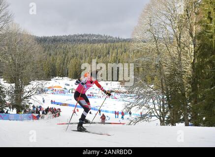 Le Chenit, Schweiz. 18 Jan, 2020. Christoph Wieland von Österreich konkurriert, während sich die Männer Qualifikation von Langlauf Ereignis am 3. Winter Youth Olympic Games, Vallee de Joux Langlaufzentrum, Schweiz, 18.01.2020. Credit: Wang Qingqin/Xinhua/Alamy leben Nachrichten Stockfoto