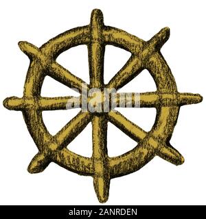 Hand gezeichnet Bleistift meer Transportrad, Helm des Schiffes Stockfoto