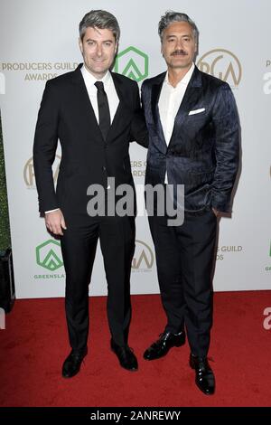 Los Angeles, USA. 18 Jan, 2020. Carthew Neal, Taika Waititi Spaziergang der Teppich auf der 31. jährlichen Producers Guild Awards statt im Palladium am 18. Januar 2020 in Los Angeles, Kalifornien, USA. (Foto durch Sthanlee B. Credit: Sipa USA/Alamy leben Nachrichten Stockfoto