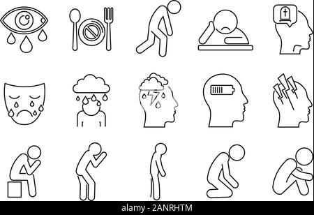 Moderne depression Symbole gesetzt. Überblick moderne Depression Vector Icons für Web Design auf weißem Hintergrund Stock Vektor