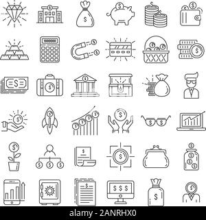 Millionär Symbole gesetzt. Umrisse der Millionär Vector Icons für Web Design auf weißem Hintergrund Stock Vektor