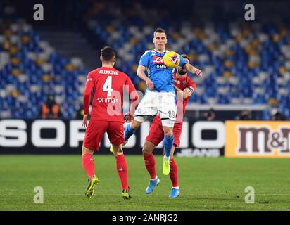 Neapel, Italien. 18 Jan, 2020. Neapel, Italien, 18. Jan 2020, der Spieler von SSC Napoli Arkadiusz milik während der SSC Napoli vs ACF Fiorentina - Italienische Fußball Serie A Männer Meisterschaft - Credit: LM/Carlo Bressan Credit: Carlo Bressan/LPS/ZUMA Draht/Alamy leben Nachrichten Stockfoto