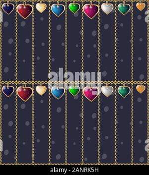 Valentines nahtlose Hintergrund. Buntes Herz Anhänger. Stock Vektor