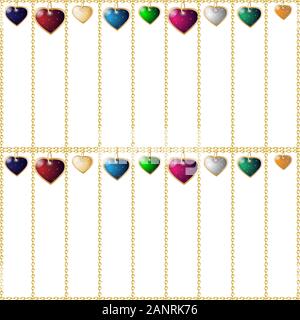 Valentines nahtlose Hintergrund. Buntes Herz Anhänger. Stock Vektor