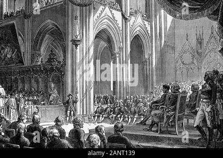 Restaurierung des "Te Deum" Kult in der Kirche von Notre Dame. Antike Abbildung. 1890. Stockfoto