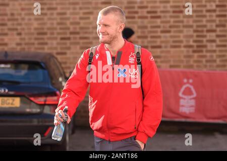 Nottingham, UK. 19. Januar 2020. Joe Worrall (4) von Nottingham Forest während der Sky Bet Championship Match zwischen Nottingham Forest und Luton Town an der Stadt Boden, Nottingham am Sonntag, den 19. Januar 2020. (Credit: Jon Hobley | MI Nachrichten) das Fotografieren dürfen nur für Zeitung und/oder Zeitschrift redaktionelle Zwecke verwendet werden, eine Lizenz für die gewerbliche Nutzung Kreditkarte erforderlich: MI Nachrichten & Sport/Alamy leben Nachrichten Stockfoto