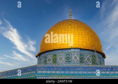 Nahaufnahme des Felsendoms in Jerusalem, Israel Stockfoto