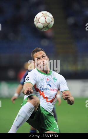 Mailand, Italien, 29. September 2010,'' San Siro Stadion, UEFA Champions League 2010/2011, FC Inter-FC Werder Bremen: Marko Arnautovic in Aktion während des Spiels Stockfoto