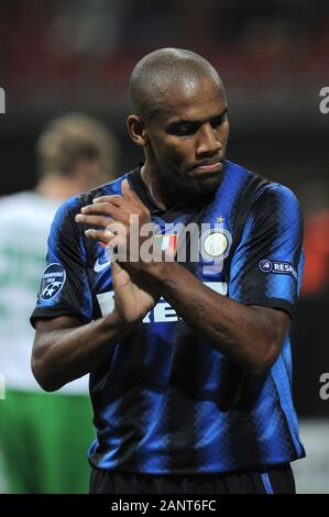 Mailand, Italien, 29. September 2010,'' San Siro Stadion, UEFA Champions League 2010/2011, FC Inter-FC Werder Bremen: Maicon während des Spiels Stockfoto