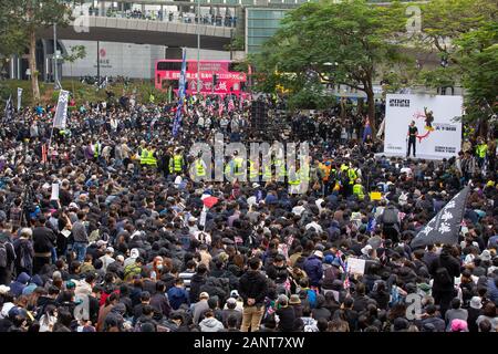 Hongkong, China. 19 Jan, 2020. Hongkong protestieren - Universal Belagerung auf Kommunisten Rallye in Chater Garden, Central, Hong Kong. Quelle: David Ogg/Alamy leben Nachrichten Stockfoto