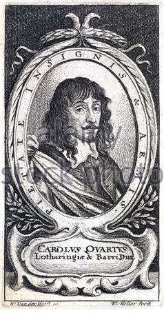 Karl IV., 1604-1675, war Herzog von Lothringen von 1624 bis zu seinem Tod im Jahre 1675, Radierung von Böhmische Kupferstecher Wenzel Hollar aus 1600s Stockfoto