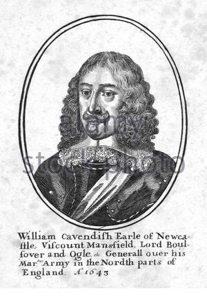 William Cavendish, 1. Herzog von Newcastle upon Tyne, 1592 - 1676, war ein englischer Universalgelehrten und Aristokraten, nachdem ein Dichter, Dramatiker, Schwertkämpfer, Politiker, Architekt, Diplomat und Soldat, Radierung von Böhmische Kupferstecher Wenzel Hollar aus 1600s Stockfoto