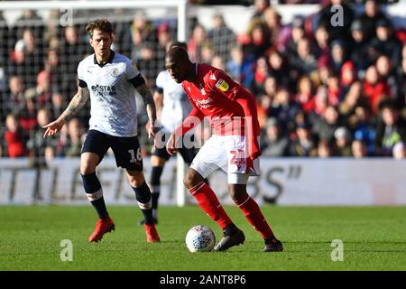 Nottingham, UK. 19. Januar 2020. Samba Leistungsbeschreibung (21) von Nottingham Forest während der Sky Bet Championship Match zwischen Nottingham Forest und Luton Town an der Stadt Boden, Nottingham am Sonntag, den 19. Januar 2020. (Credit: Jon Hobley | MI Nachrichten) das Fotografieren dürfen nur für Zeitung und/oder Zeitschrift redaktionelle Zwecke verwendet werden, eine Lizenz für die gewerbliche Nutzung Kreditkarte erforderlich: MI Nachrichten & Sport/Alamy leben Nachrichten Stockfoto