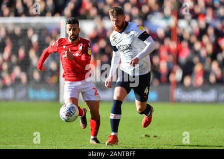 Nottingham, UK. 19. Januar 2020. Ryan Tunnicliffe (4) von Luton Town während der Sky Bet Championship Match zwischen Nottingham Forest und Luton Town an der Stadt Boden, Nottingham am Sonntag, den 19. Januar 2020. (Credit: Jon Hobley | MI Nachrichten) das Fotografieren dürfen nur für Zeitung und/oder Zeitschrift redaktionelle Zwecke verwendet werden, eine Lizenz für die gewerbliche Nutzung Kreditkarte erforderlich: MI Nachrichten & Sport/Alamy leben Nachrichten Stockfoto