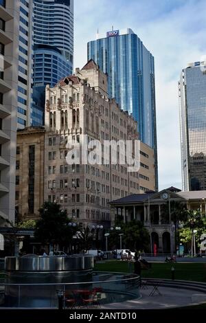 Das einmalige architektonische Wunder des Colonial Mutual Life Building Now Manor Apartments war auch die frühere Zeitung House 289 Queen St, Brisbane Stockfoto