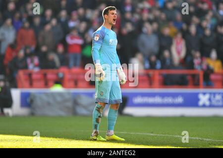 Nottingham, UK. 19. Januar 2020. Simon Sluga (12) von Luton Town während der Sky Bet Championship Match zwischen Nottingham Forest und Luton Town an der Stadt Boden, Nottingham am Sonntag, den 19. Januar 2020. (Credit: Jon Hobley | MI Nachrichten) das Fotografieren dürfen nur für Zeitung und/oder Zeitschrift redaktionelle Zwecke verwendet werden, eine Lizenz für die gewerbliche Nutzung Kreditkarte erforderlich: MI Nachrichten & Sport/Alamy leben Nachrichten Stockfoto