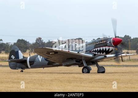 Supermarine Spitfire MK VIII VH-HET in der Royal Australian Air Force (RAAF) Markierungen durch die ihlienworth Aviation Museum betrieben. Stockfoto