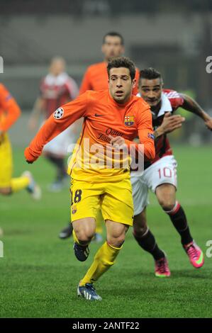 22. Oktober 2013, 'G.' Meazza Stadion, Mailand, Italien: UEFA Champions League 2013/2014, AC Mailand - FC Barcelona: Jordi Alba in Aktion während des Spiels Stockfoto