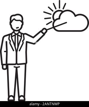 Weatherman Symbol Leitung. Isolierte Wettervorhersage presenter Symbol Stock Vektor