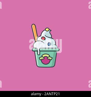 Gefrorener Joghurt Schale Farbe vector illustration symbol für gefrorenen Joghurt Tag am 6. Februar. Erfrischung und dessert Symbol Stock Vektor