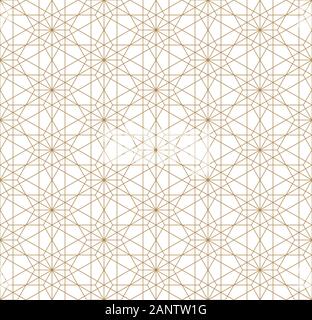 Nahtlose geometrische Muster auf japanische Holzarbeiten stil Kumiko. gold Linien. Für Design vorlage, Textil-, Gewebe-, Geschenkpapier, Laserschneiden und Ger Stock Vektor