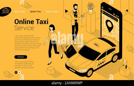 Online Taxi Auto bestellen Stock Vektor