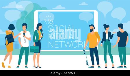 Social Media für das digitale Marketing weltweit. Stock Vektor