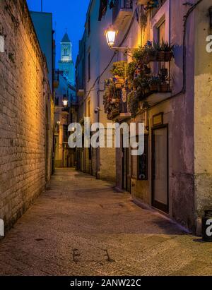 Malerischer Anblick in der Altstadt Bari an einem Sommerabend, Apulien (Apulien), Süditalien. Stockfoto