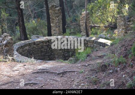 Algepsar del Negre, ein Gipskofenofen aus dem 19. Jahrhundert in den Bergen von La Marina (Alicante, Südspanien), in der Nähe des Dorfes Castell de Castell Stockfoto